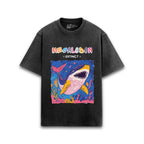 Cotton acid wash oversized t-shirt with Megalodon print