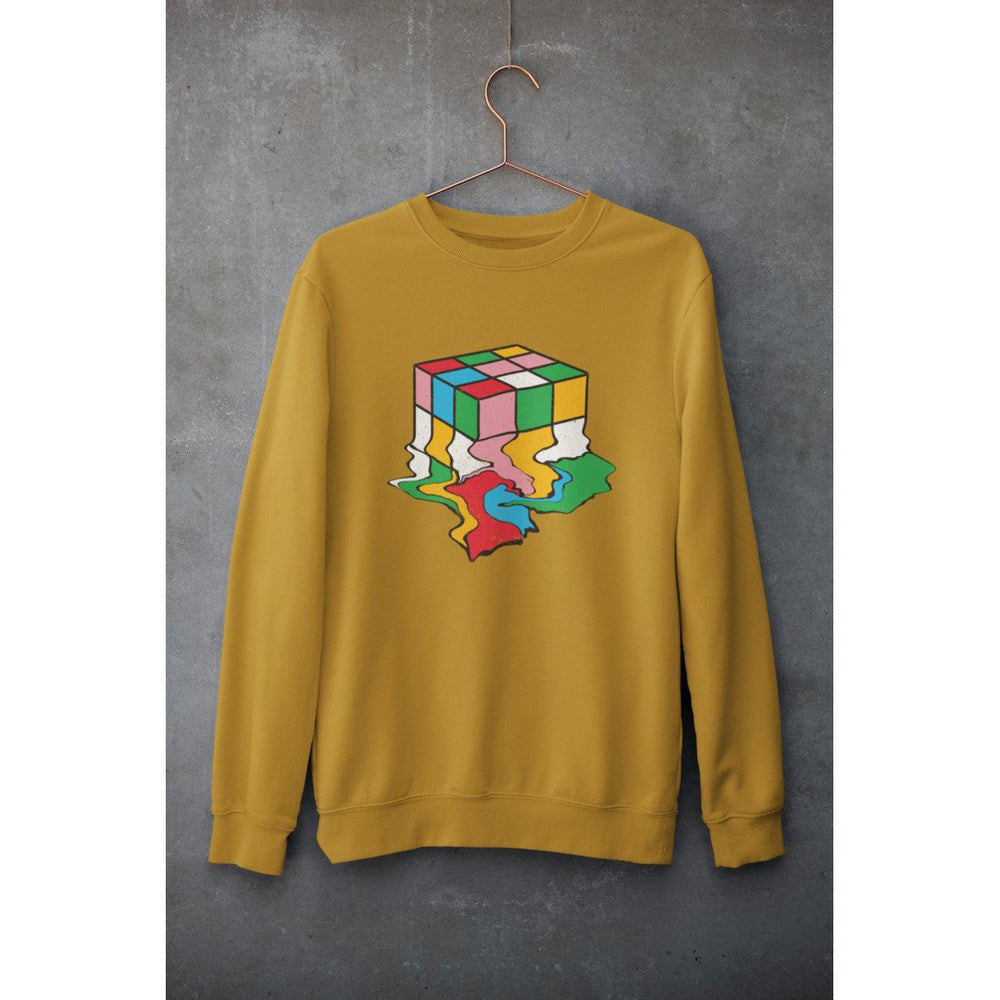 Melting Cube Unisex Sweatshirt — Mustard