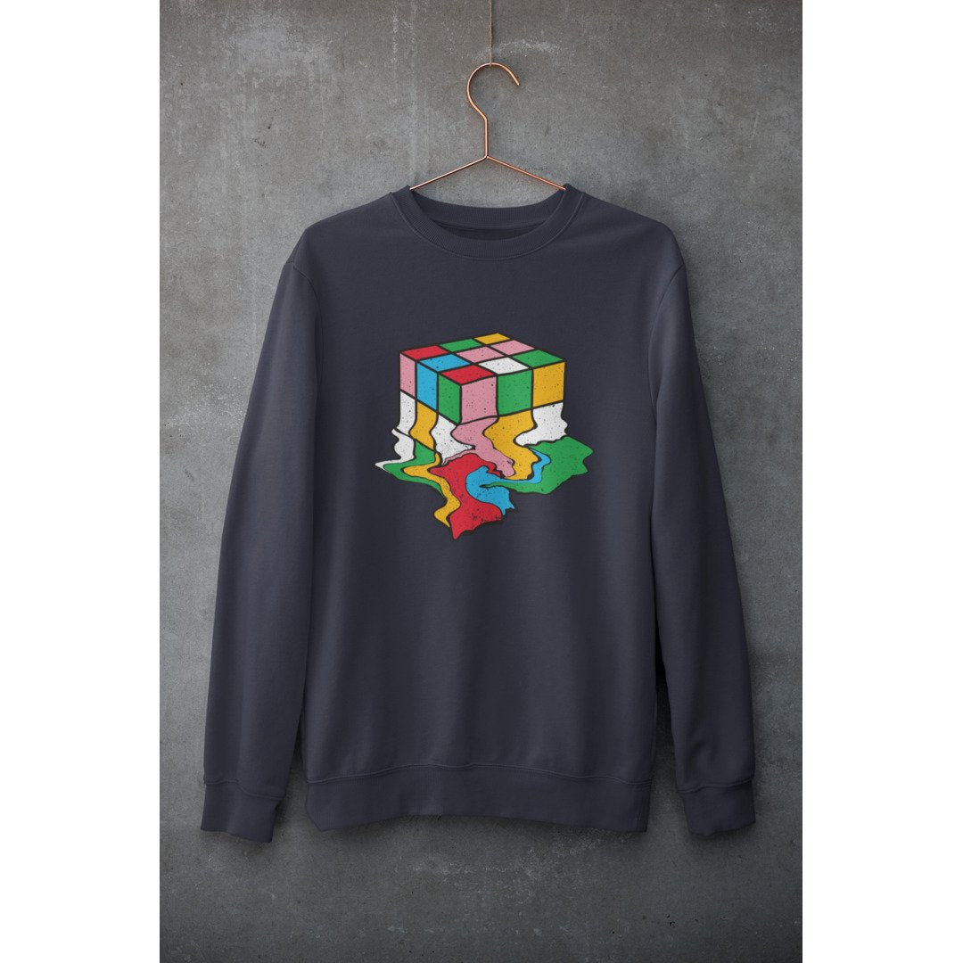 Melting Cube Unisex Sweatshirt — Navy
