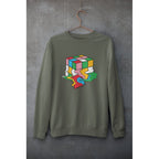Melting Cube Unisex Sweatshirt — Olive