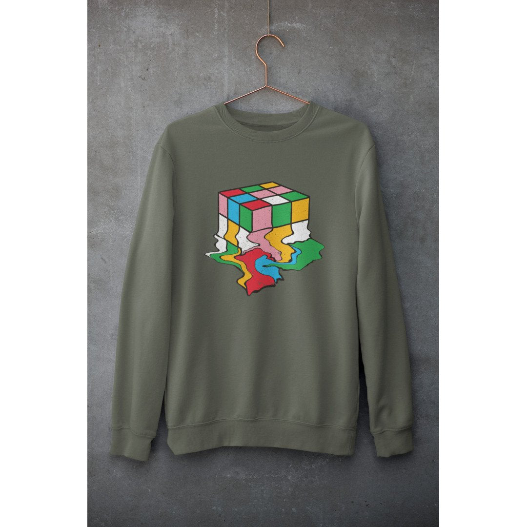 Melting Cube Unisex Sweatshirt — Olive