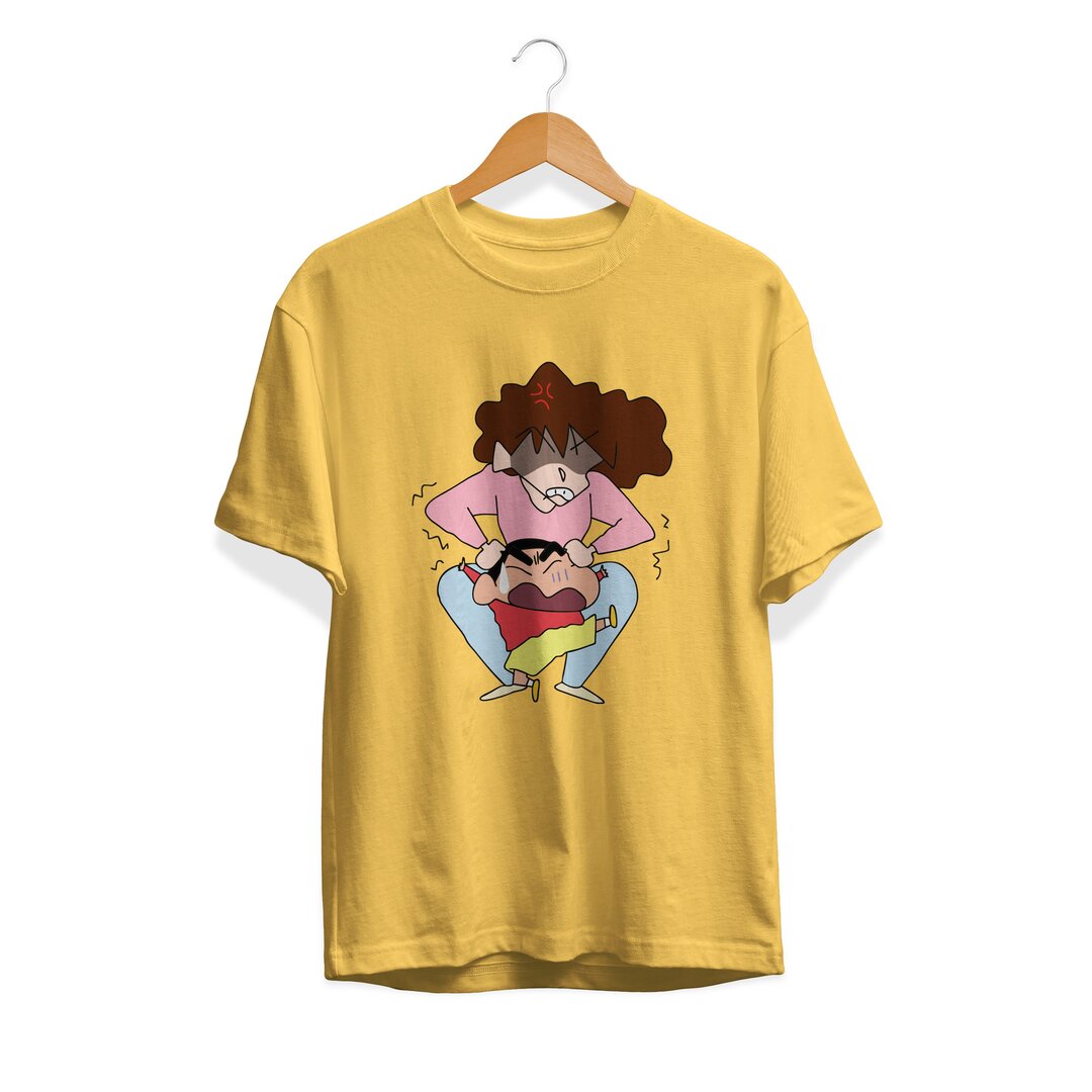 Misae & Shinchan Unisex Half Sleeve T-Shirt — Yellow