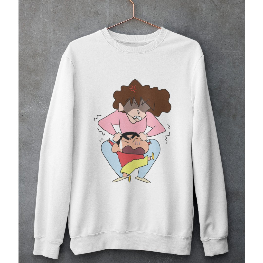 Misae & Shinchan Unisex Sweatshirt — White