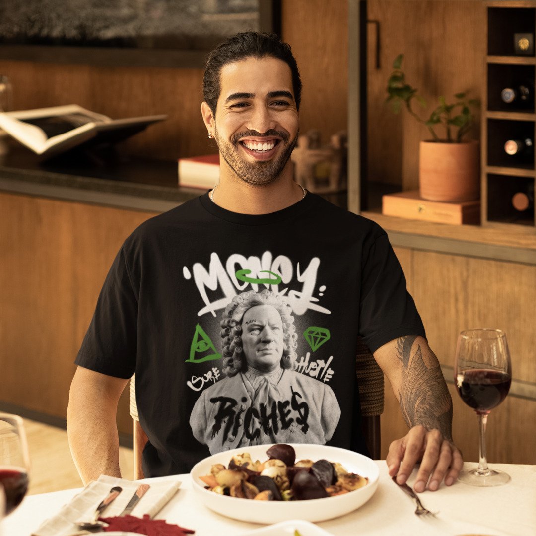 Cotton oversized t-shirt with Money Statue Graffiti print