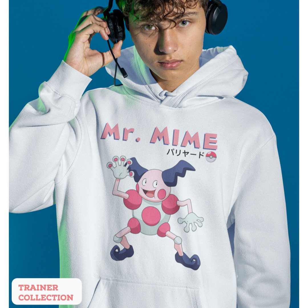 Mr. Mime Unisex Hooded Sweatshirt — White