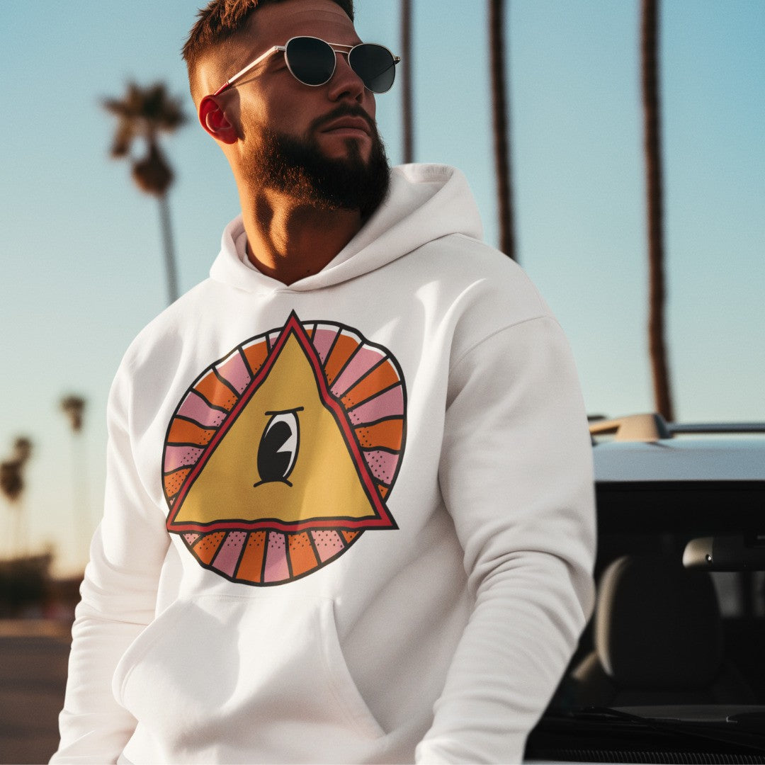 Cotton hoodie with Mystic Pyramid print