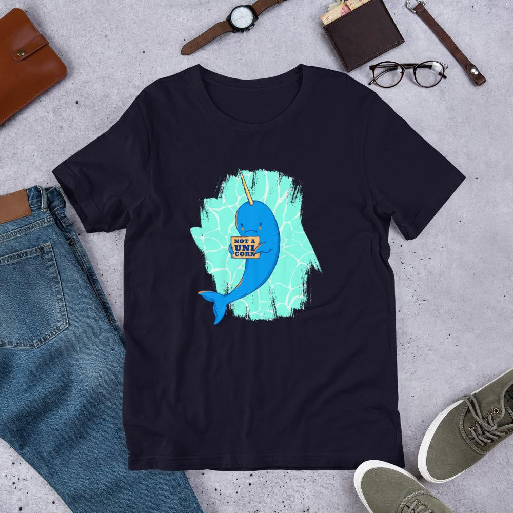 Unicorn Whale Half Sleeve T-Shirt — Navy