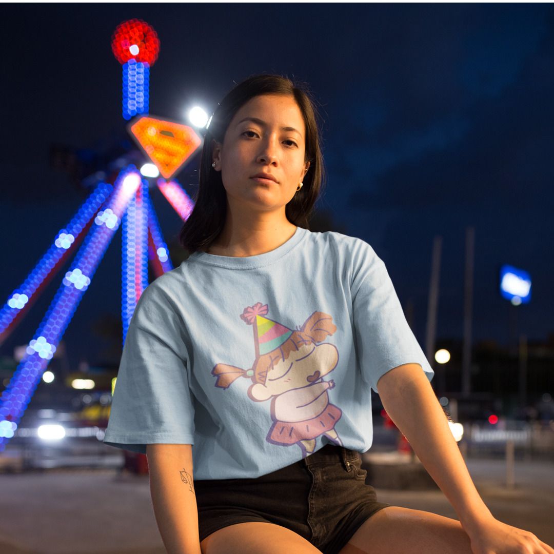 Nene-Chan Unisex Oversized T-Shirt — Light Blue
