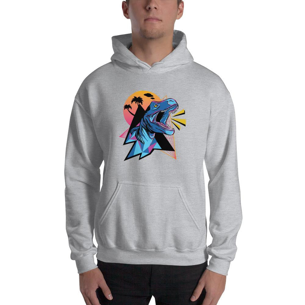 Neon Dinosaur Unisex Hooded Sweatshirt — detail view 2