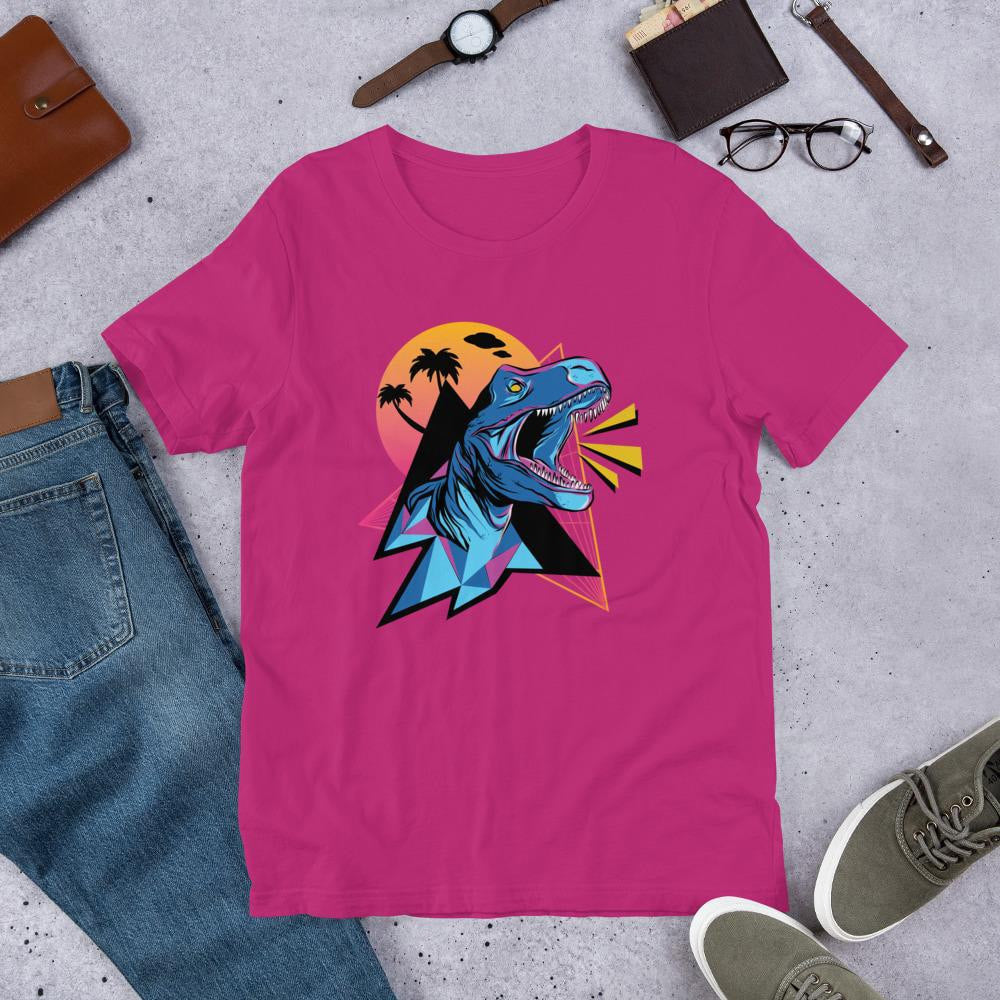 Neon Dino Half Sleeve T-Shirt — Pink