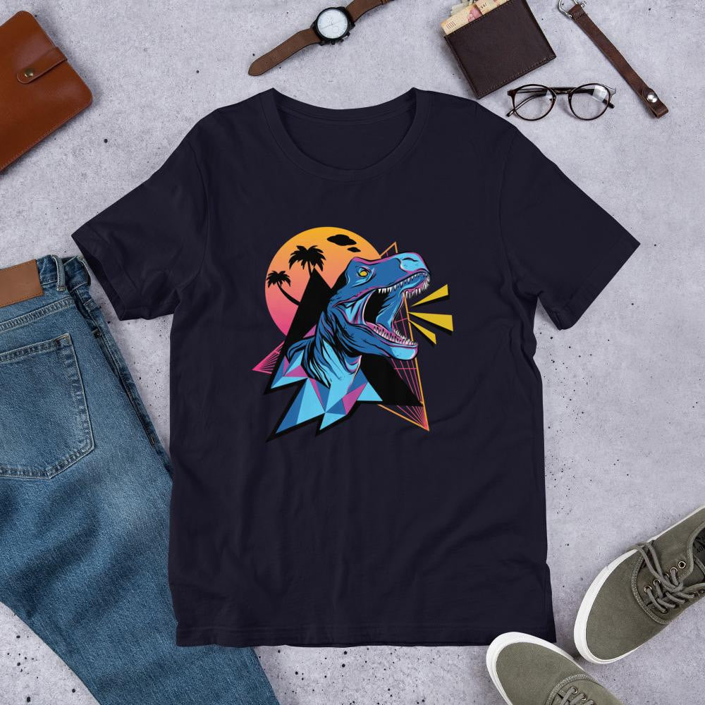 Neon Dino Half Sleeve T-Shirt — Navy