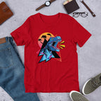Neon Dino Half Sleeve T-Shirt — Red