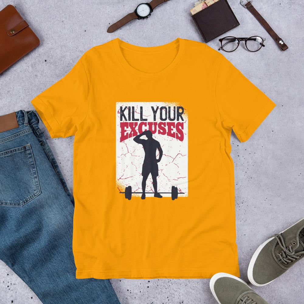Kill Your Excuses Half Sleeve T-Shirt — Gold
