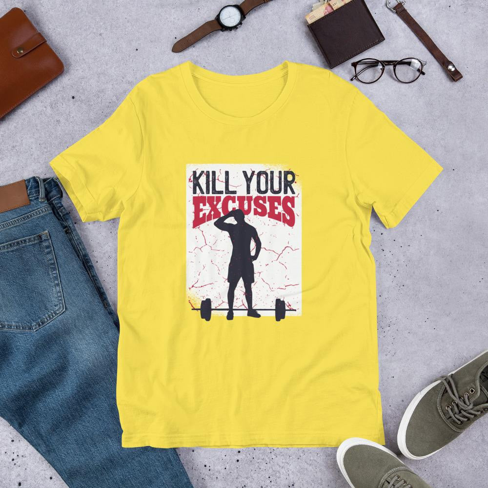 Kill Your Excuses Half Sleeve T-Shirt — Yellow