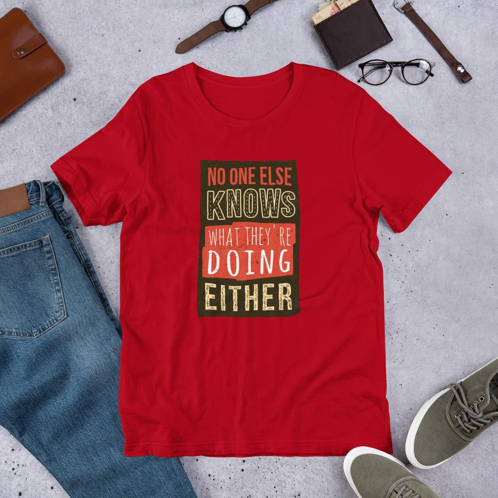 No One Knows Half Sleeve T-Shirt — Red