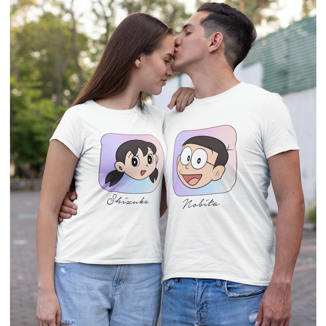 Nobita & Shizuka Couple Half Sleeve Unisex T-Shirt #Doraemon