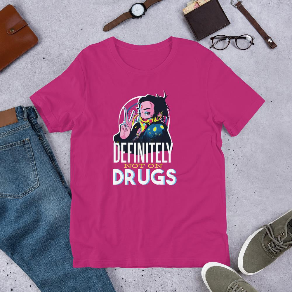 Not On Drugs Half Sleeve T-Shirt — Pink