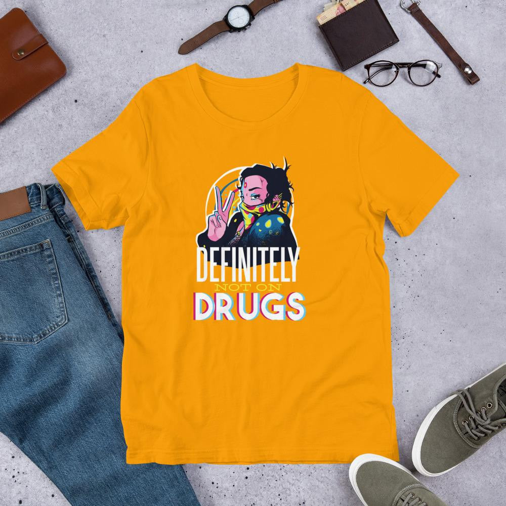 Not On Drugs Half Sleeve T-Shirt — Gold