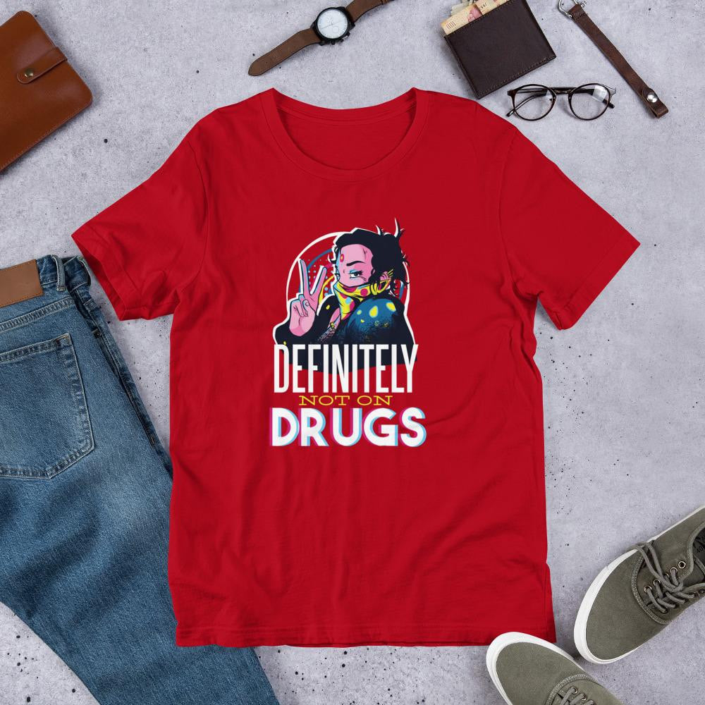 Not On Drugs Half Sleeve T-Shirt — Red