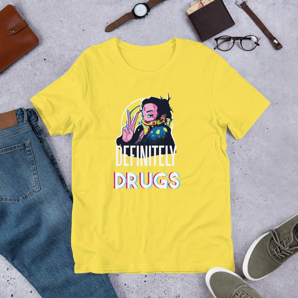 Not On Drugs Half Sleeve T-Shirt — Yellow