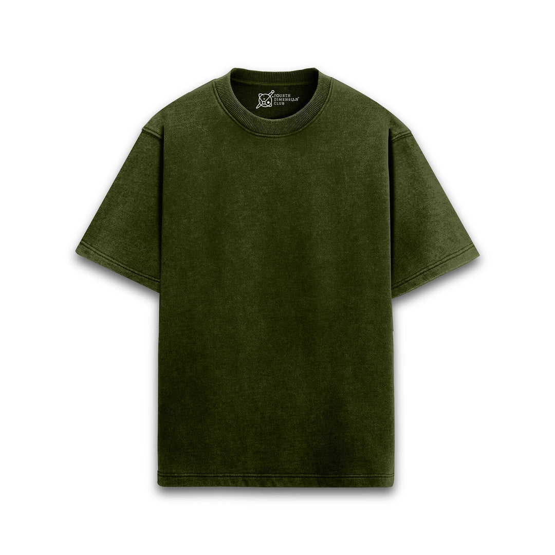 Timeless Acid Wash Oversized T-Shirts — olive-green