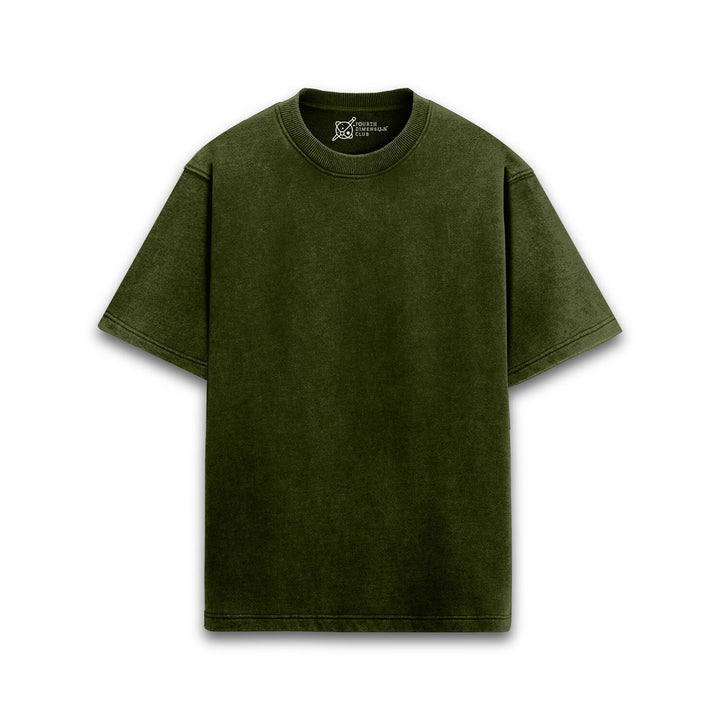 Timeless Acid Wash Oversized T-Shirts — olive-green