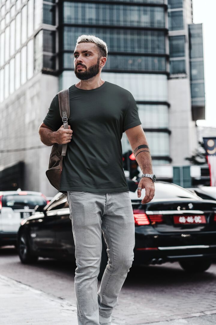 Men/Unisex Plain Half Sleeve T-Shirt — Olive Green