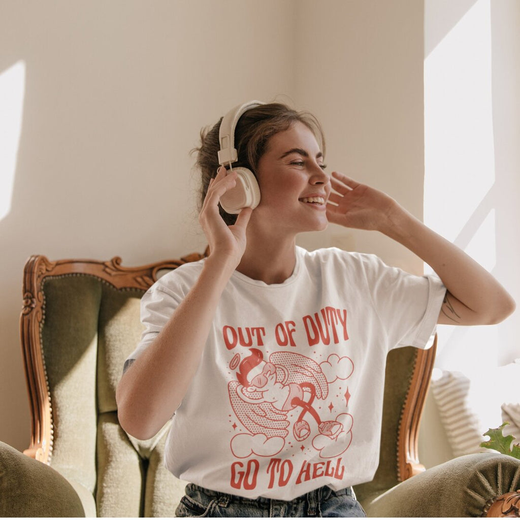 Out Of Duty oversized tee front graphic – Fourth Dimension Club