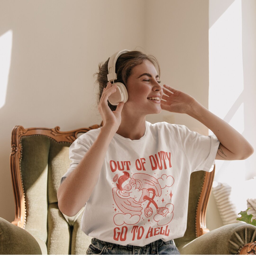 Out Of Duty oversized tee front graphic – Fourth Dimension Club