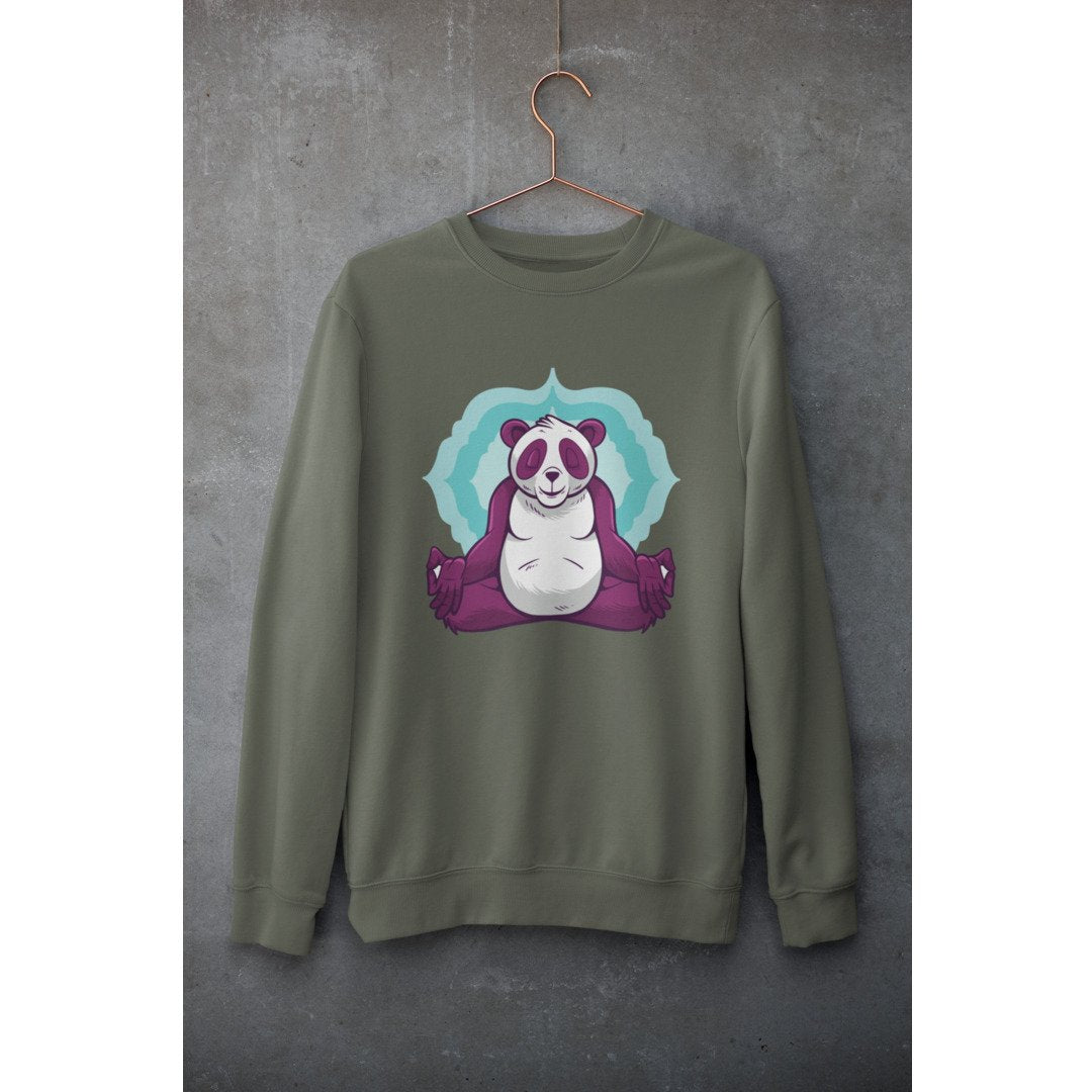 Panda Meditation Unisex Sweatshirt — Olive