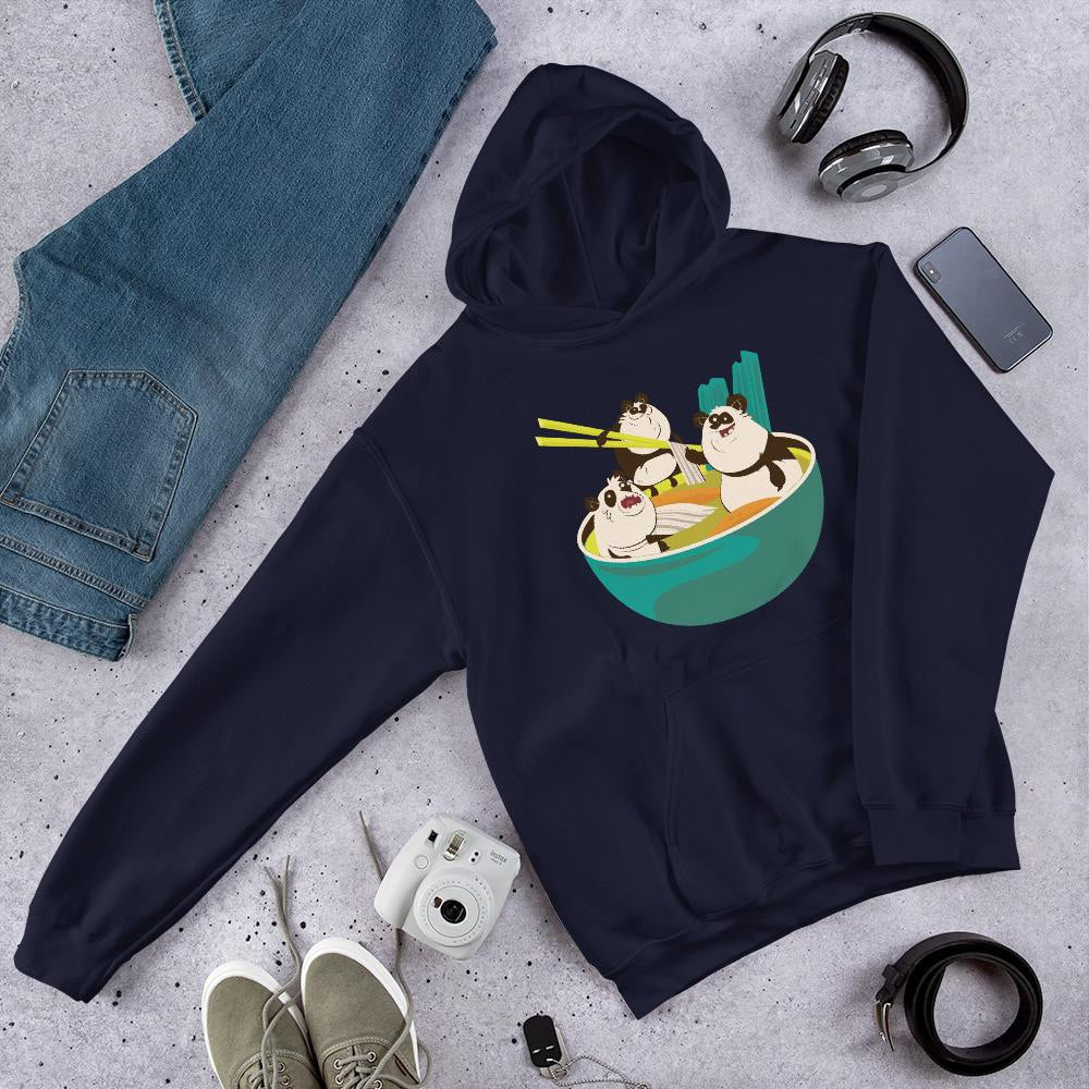 Panda Noodle Unisex Hooded Sweatshirt — Navy