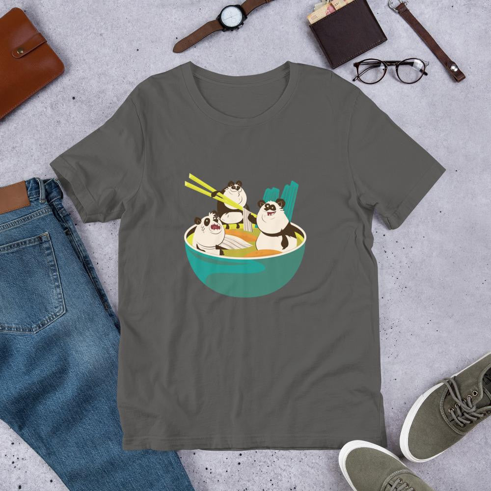 Panda Noodle Half Sleeve T-Shirt — Charcoal