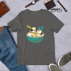 Panda Noodle Half Sleeve T-Shirt — Charcoal