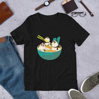 Panda Noodle Half Sleeve T-Shirt — Black