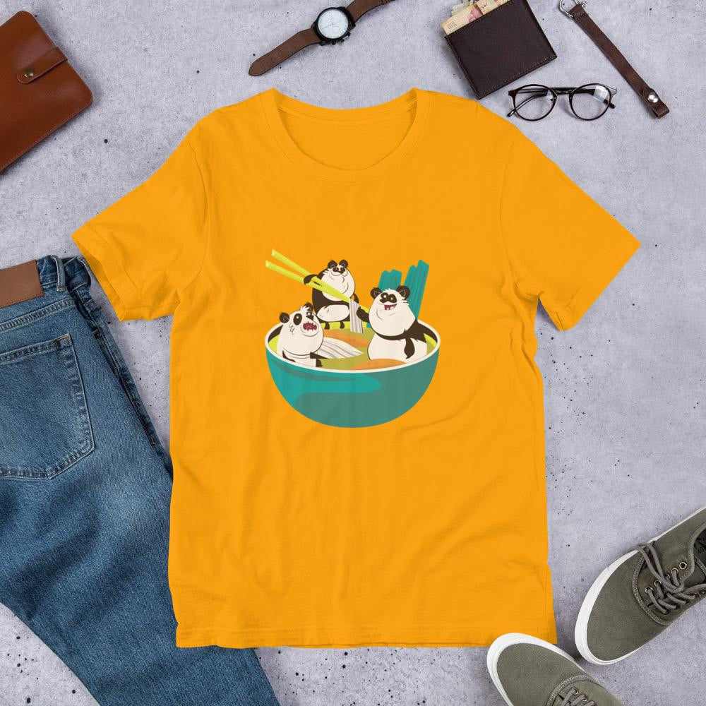 Panda Noodle Half Sleeve T-Shirt — Gold