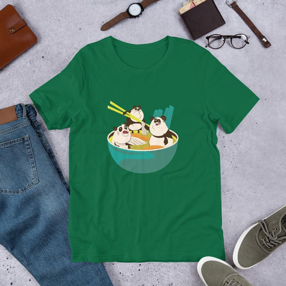 Panda Noodle Half Sleeve T-Shirt — Green