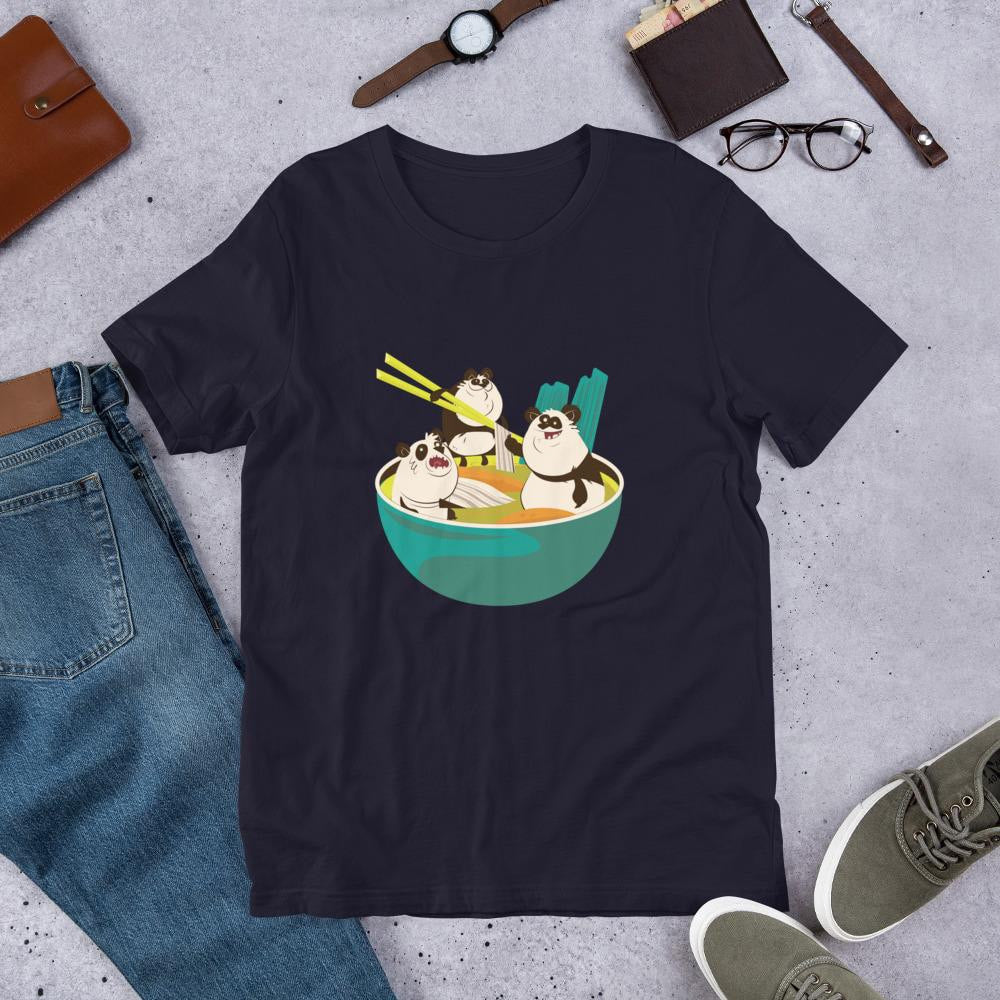Panda Noodle Half Sleeve T-Shirt — Navy