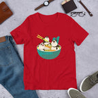 Panda Noodle Half Sleeve T-Shirt — Red