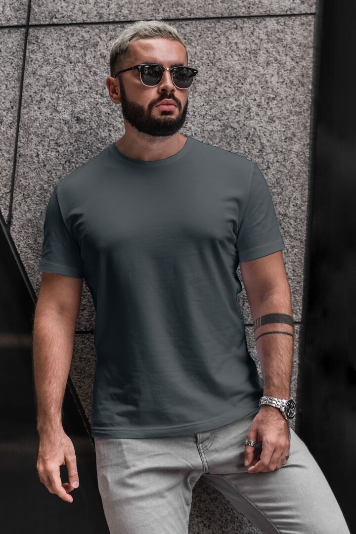 Men/Unisex Plain Half Sleeve T-Shirt — Petrol Blue