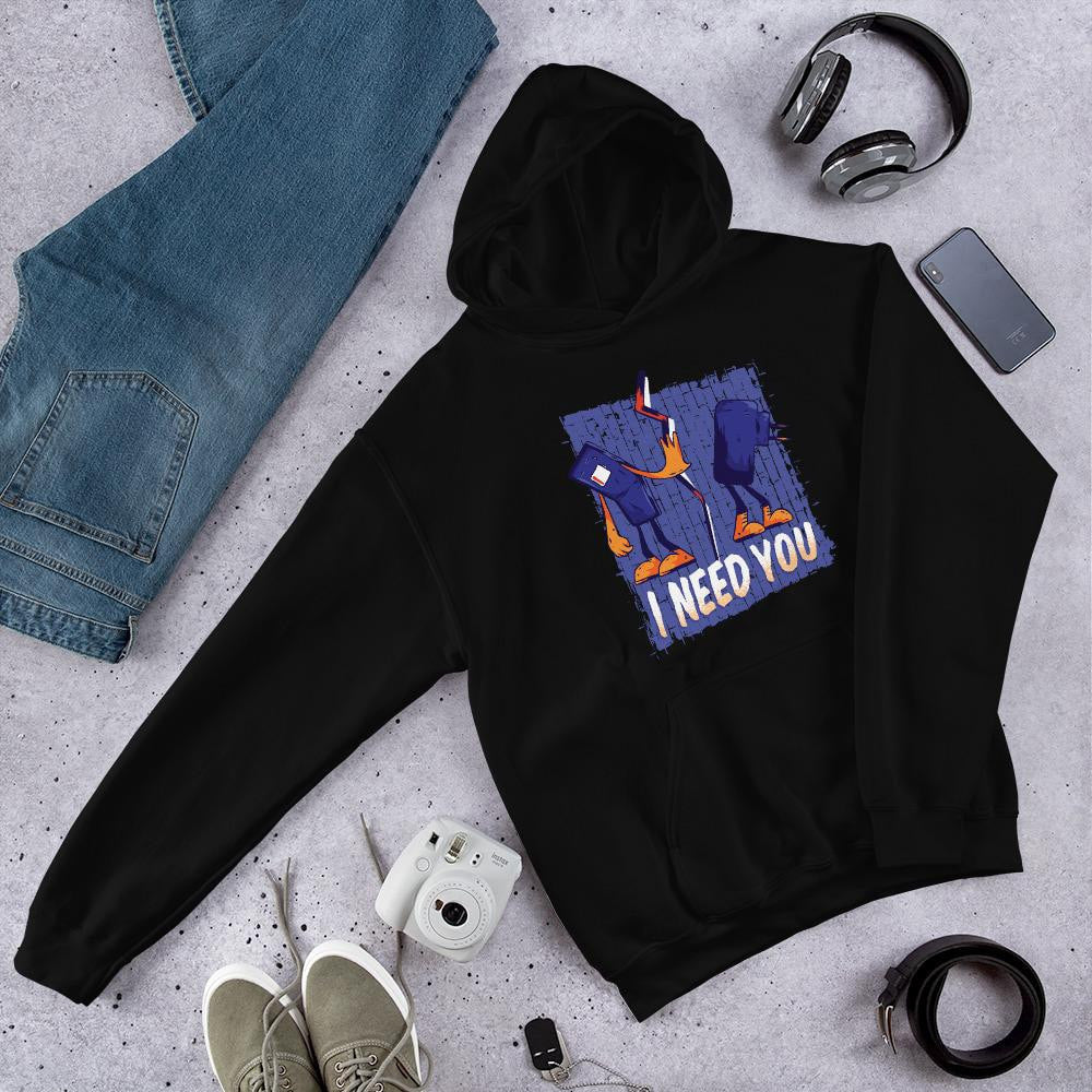 Phone & Charger Unisex Hooded Sweatshirt — Black
