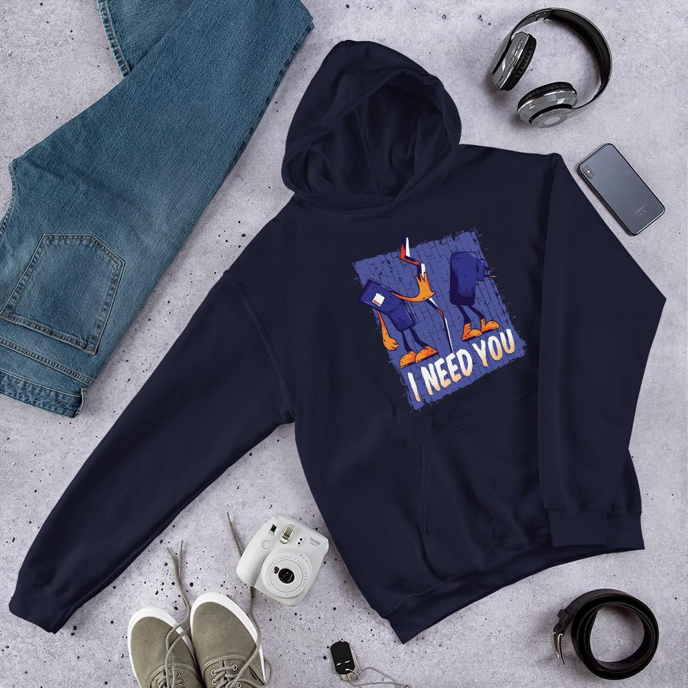 Phone & Charger Unisex Hooded Sweatshirt — Navy