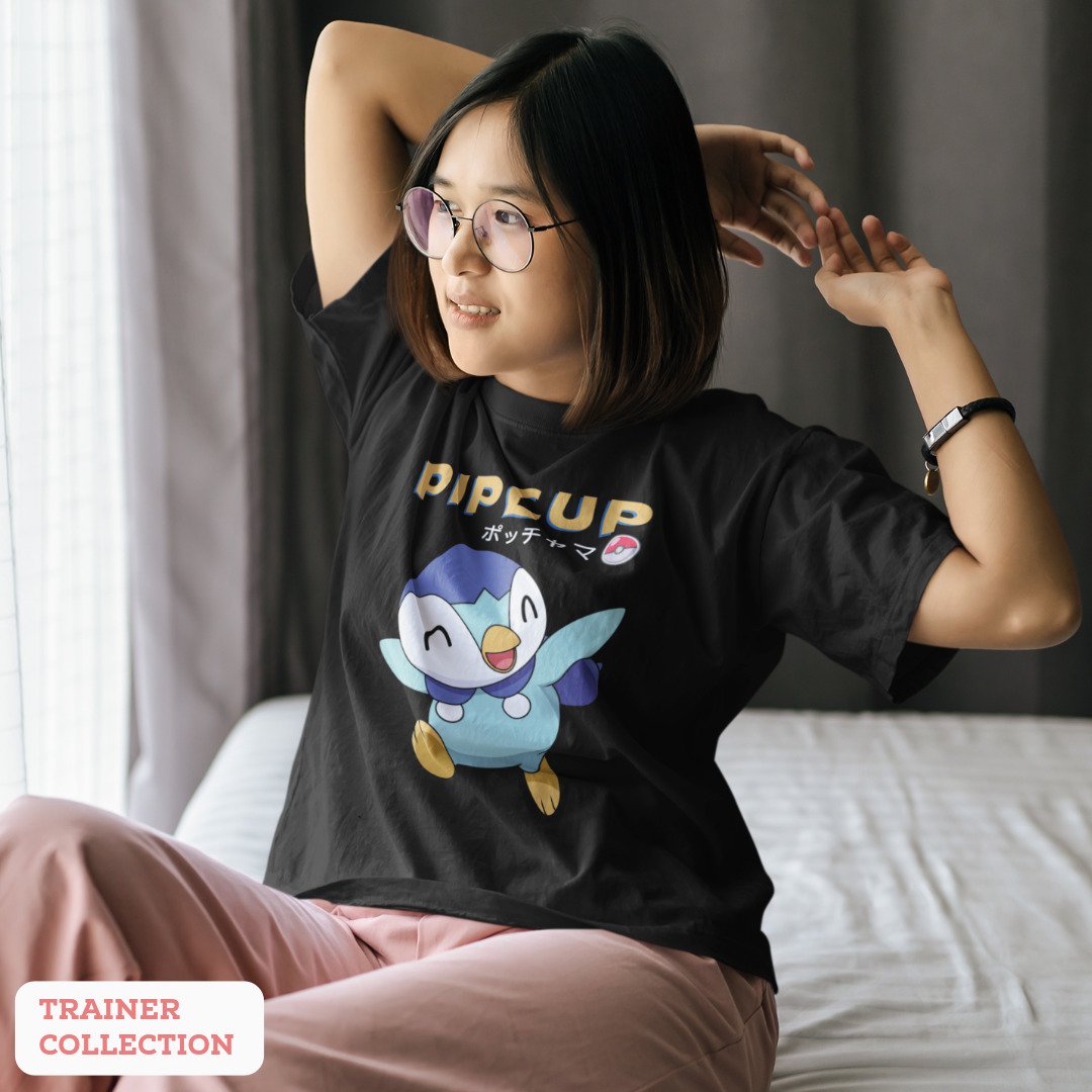 Piplup Unisex Oversized T-Shirt — Black