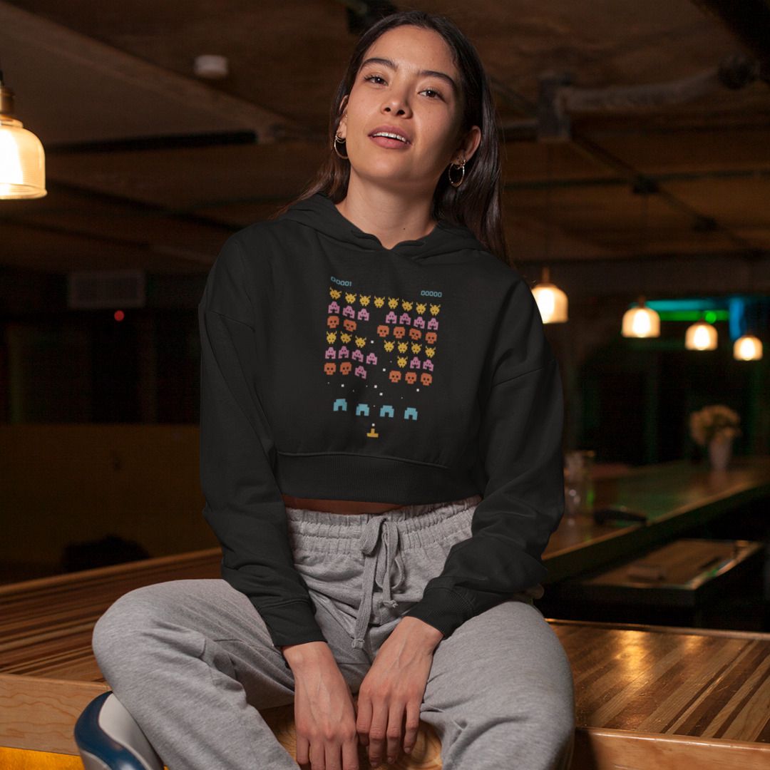 Pixel Art Videogame crop hoodie – Fourth Dimension Club
