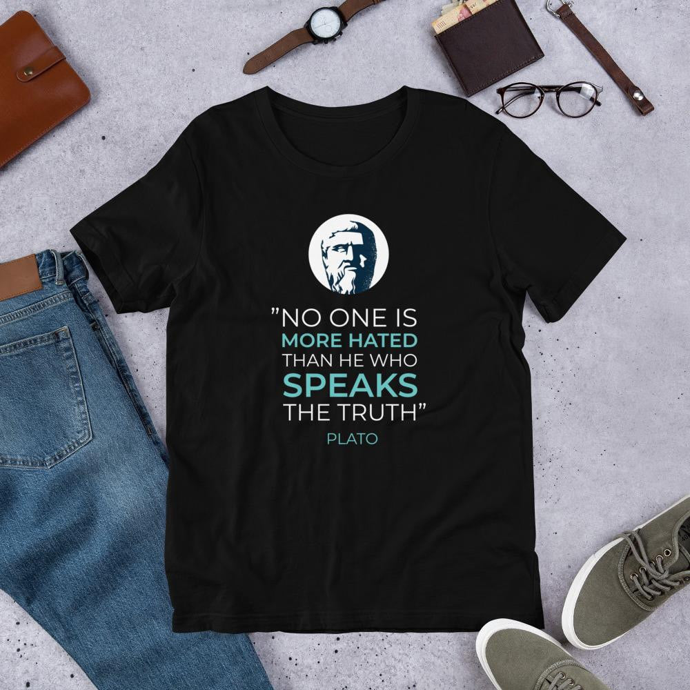 Plato Quote Half Sleeve T-Shirt — Black
