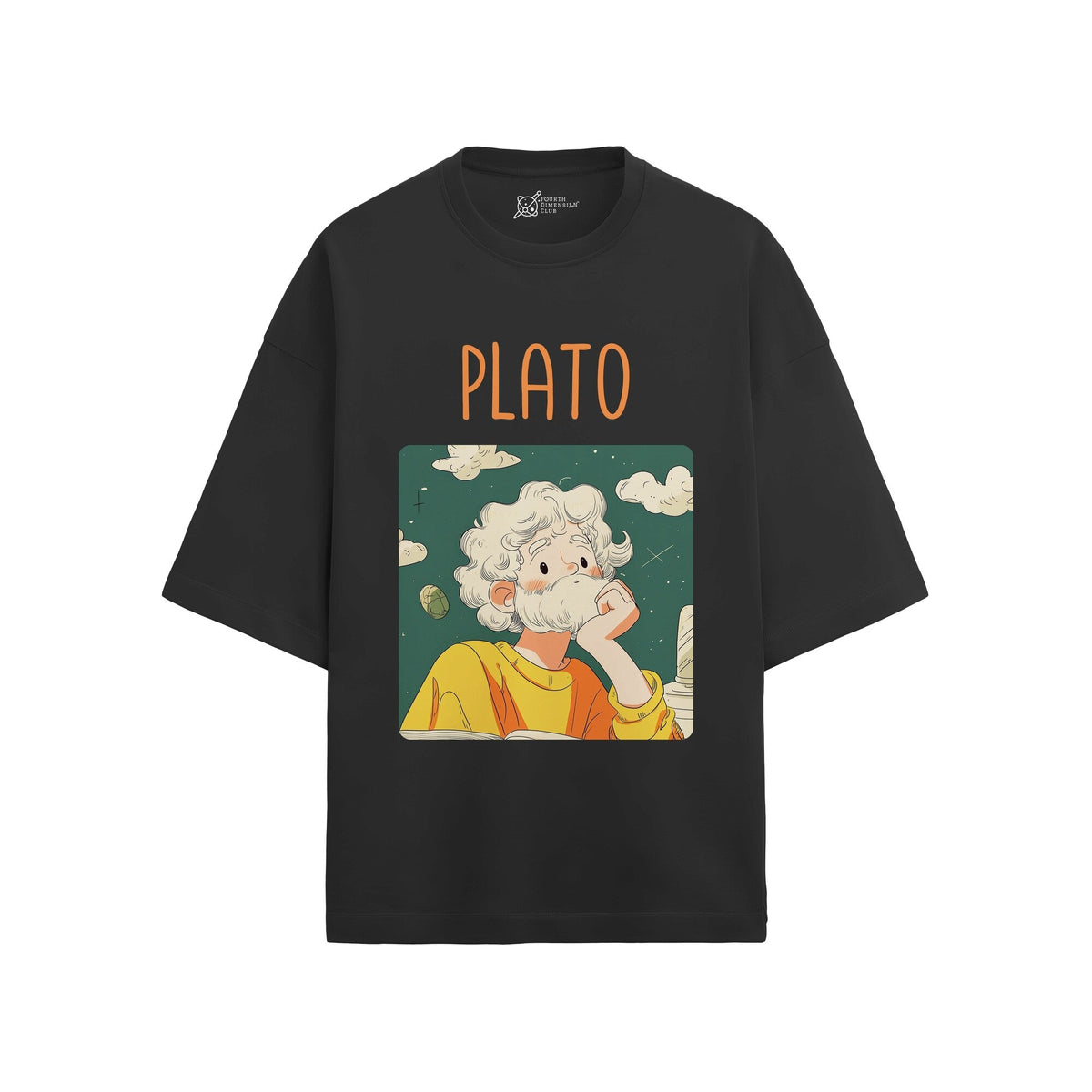 Plato Oversized French Terry T-Shirt — black-2