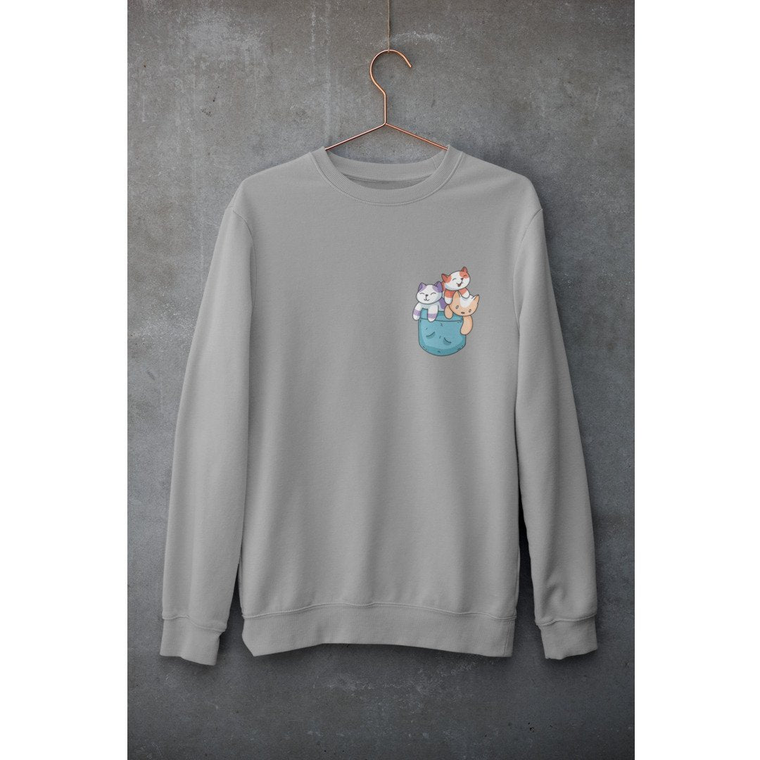 Pocket Cats Unisex Sweatshirt — Grey