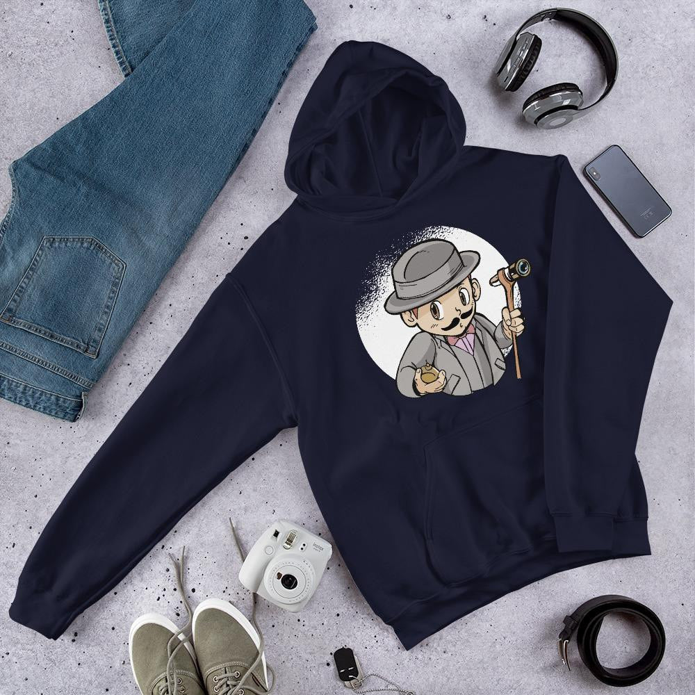 Poirot Kid Unisex Hooded Sweatshirt — Navy