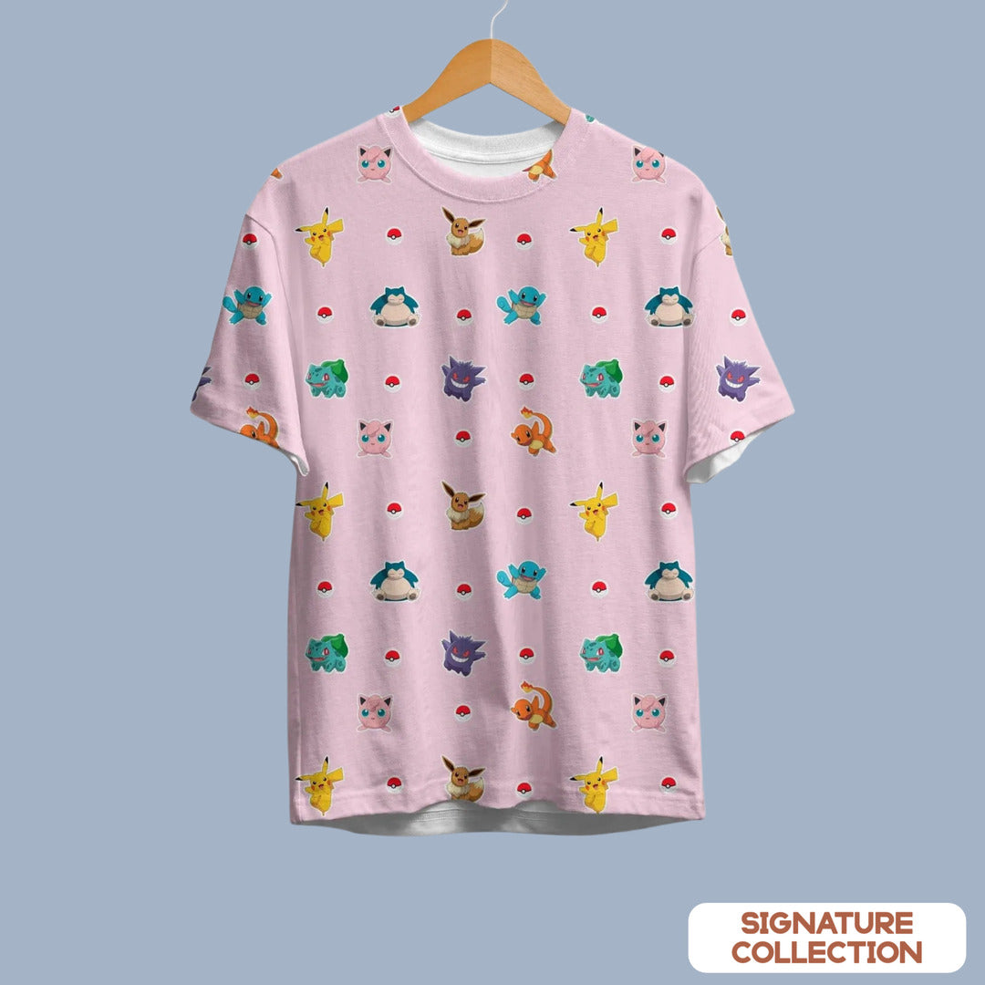 Pokémon Pattern Unisex Half Sleeve T-Shirt