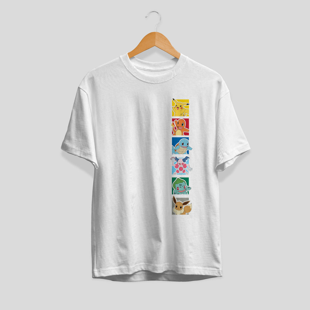 Pokémon Stripe Unisex Half Sleeve T-Shirt — White