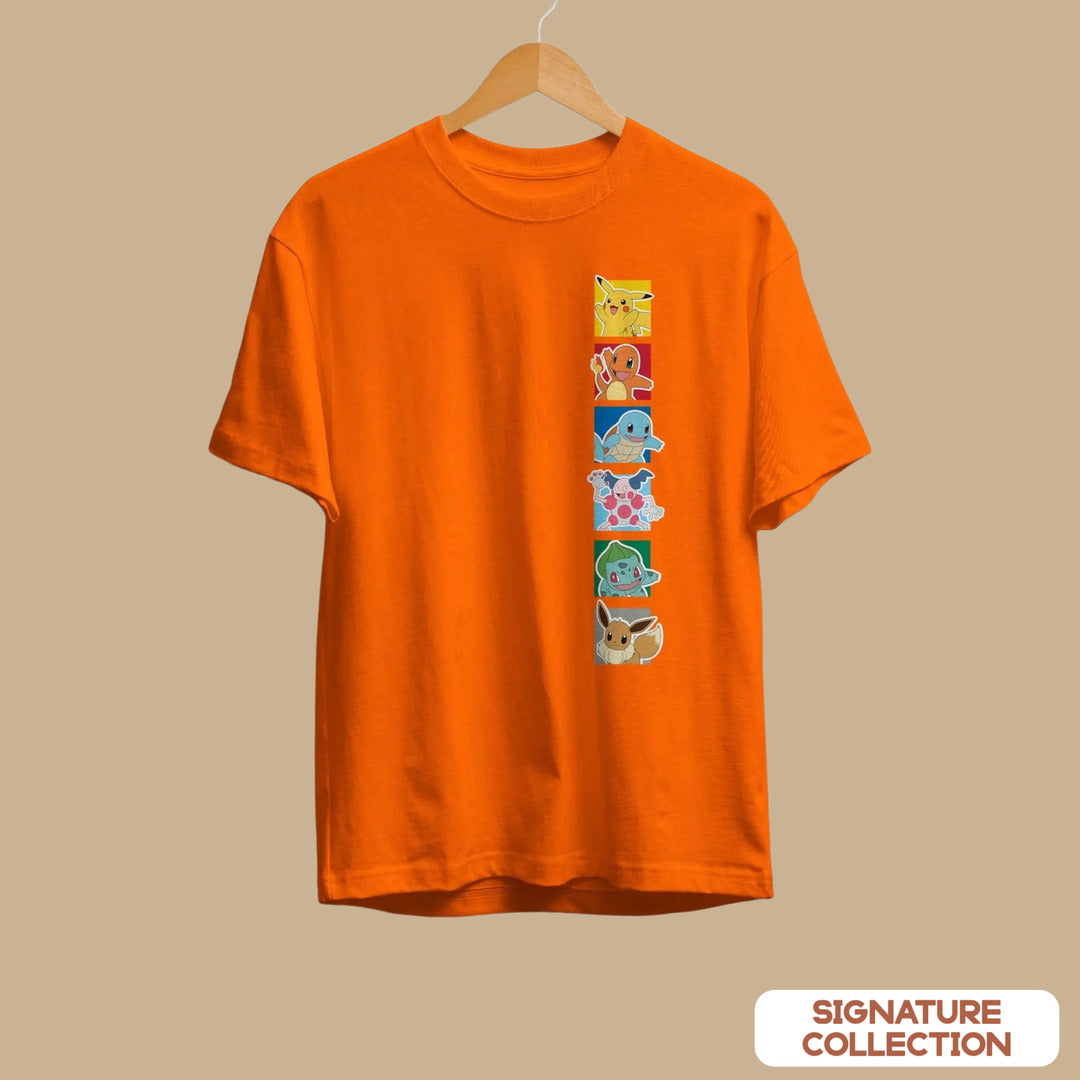 Pokémon Stripe Unisex Half Sleeve T-Shirt — Orange